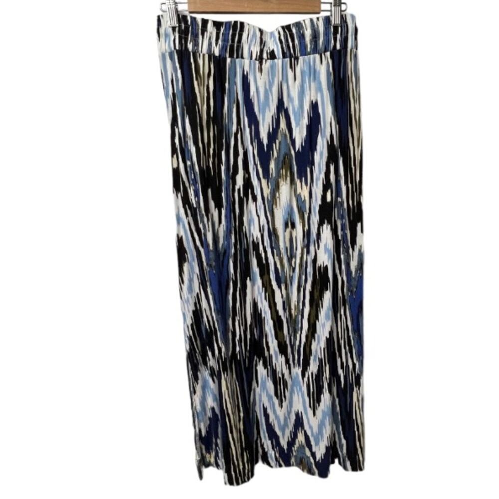 Design History Maxi Skirt Ikat Elastic Tie Waist Side Slits Side Pockets  Size M